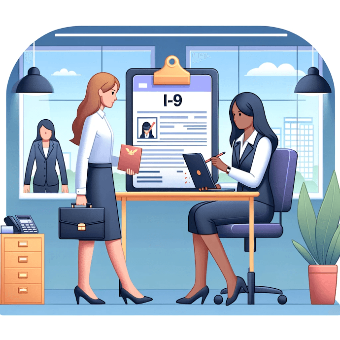 I-9 employment verification form being completed by notary